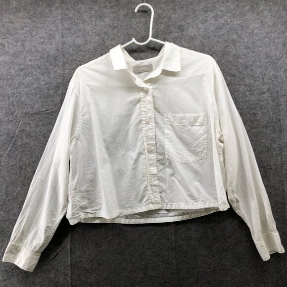 Everlane Tops - Everlane Way Short Shirt Womens M White Long Sleeve Silky Cotton Button Down